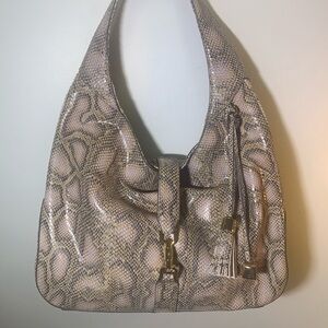G.I.L.I. Snake Print Hobo Bag - Tan and Brown